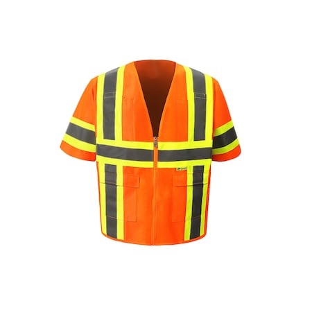 2W International Contrast Hi-Vis Safety Vest w/Sleeves 2XL Class 3 , Zipper 6 Pockets 7138C-3 2XL